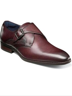 Stacy Adams Men's Karcher Leather Dress Shoe- Burgundy Size 12W- NWT